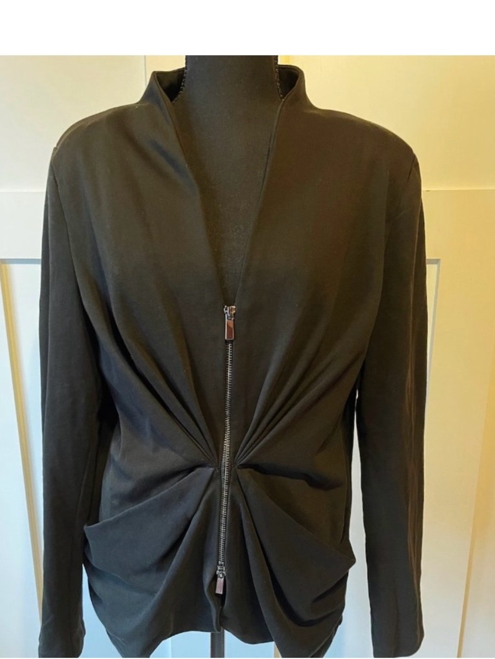 Donna Karan NY Black Twist-Front Zip Jacket size M. Like new.